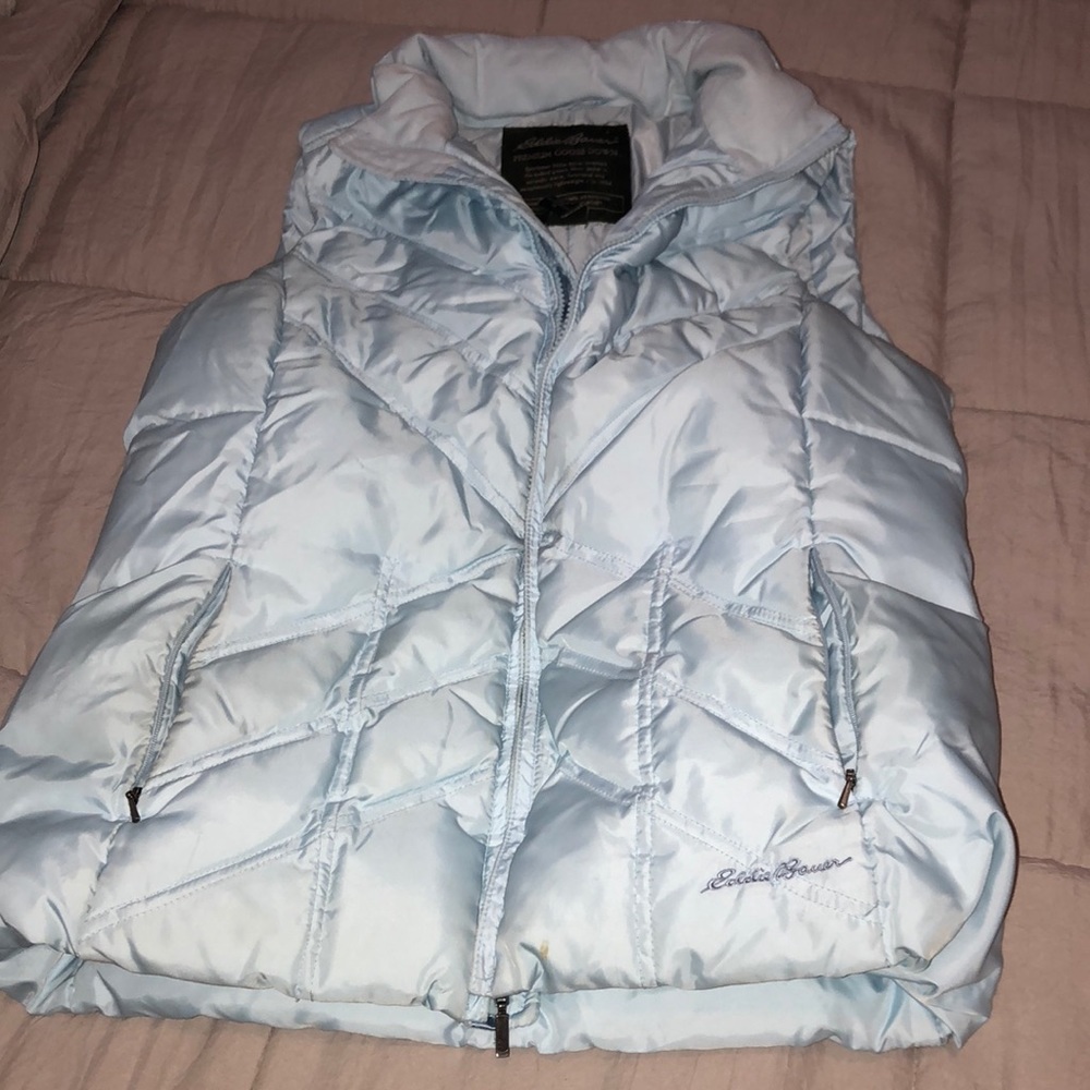 Eddie Bauer Goose Down Vest-Baby Blue